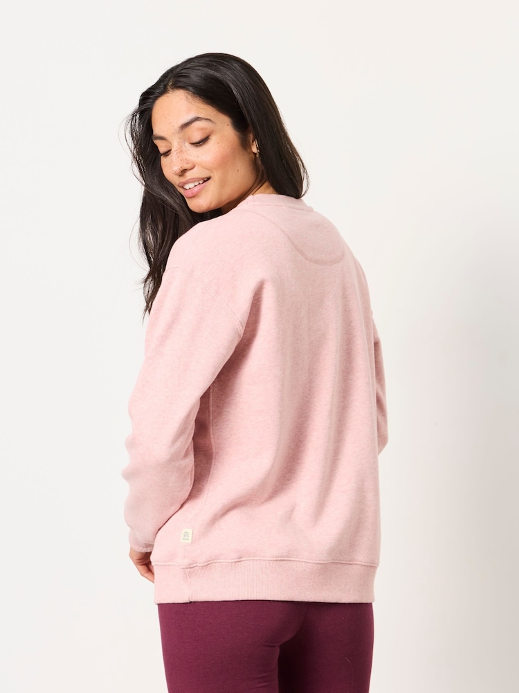 FatFace Georgia Rose Pink Marl Crew Sweat Top - Image 2 of 6