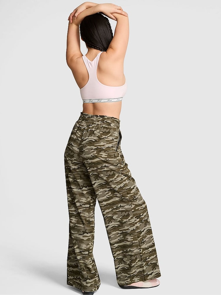 Victoria's Secret Pink Green Camo Stretch Woven Wide Leg Trousers - Image 2 of 2