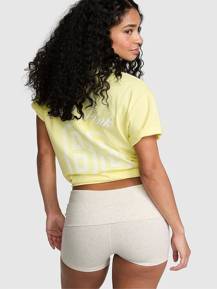 Victoria's Secret Pink Beige Confetti Cotton Foldover Shorts - Image 2 of 2