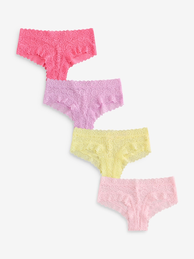 Victoria's Secret Pink/Yellow/Purple Cheeky 4 Pack Knickers - Image 1 of 7