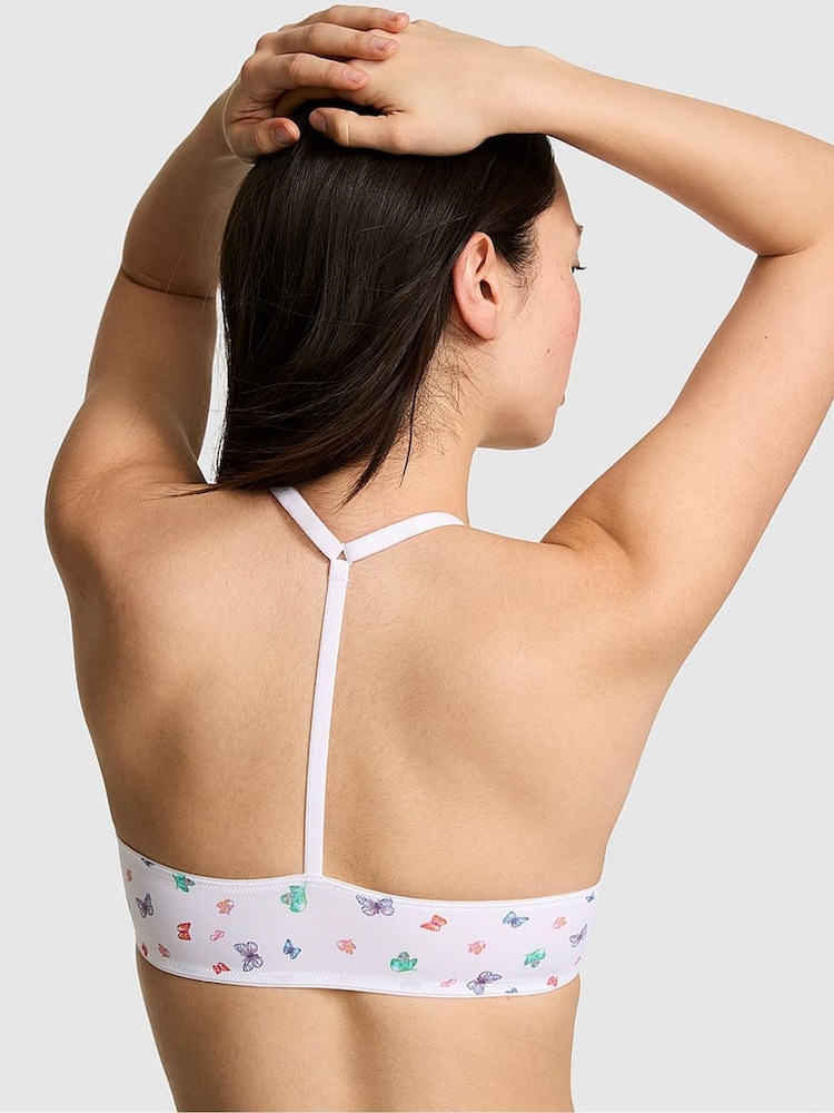 Victoria's Secret PINK White Butterfly Print Push Up Front-Close Push Up Bra - Image 2 of 3 Victoria's Secret PINK White Butterfly Print Push Up Front-Close Push Up Bra - Image 2 of 3