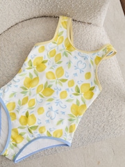 Reiss Yellow Yasmin 3-9 yrs Printed Cross-Strap Swimsuit - Image 2 of 3