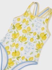 Reiss Yellow Yasmin 3-9 yrs Printed Cross-Strap Swimsuit - Image 3 of 3