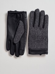 Brook Taverner Grey Harris Tweed® Gloves with Leather Palms - Image 1 of 4