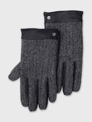 Brook Taverner Grey Harris Tweed® Gloves with Leather Palms - Image 2 of 4