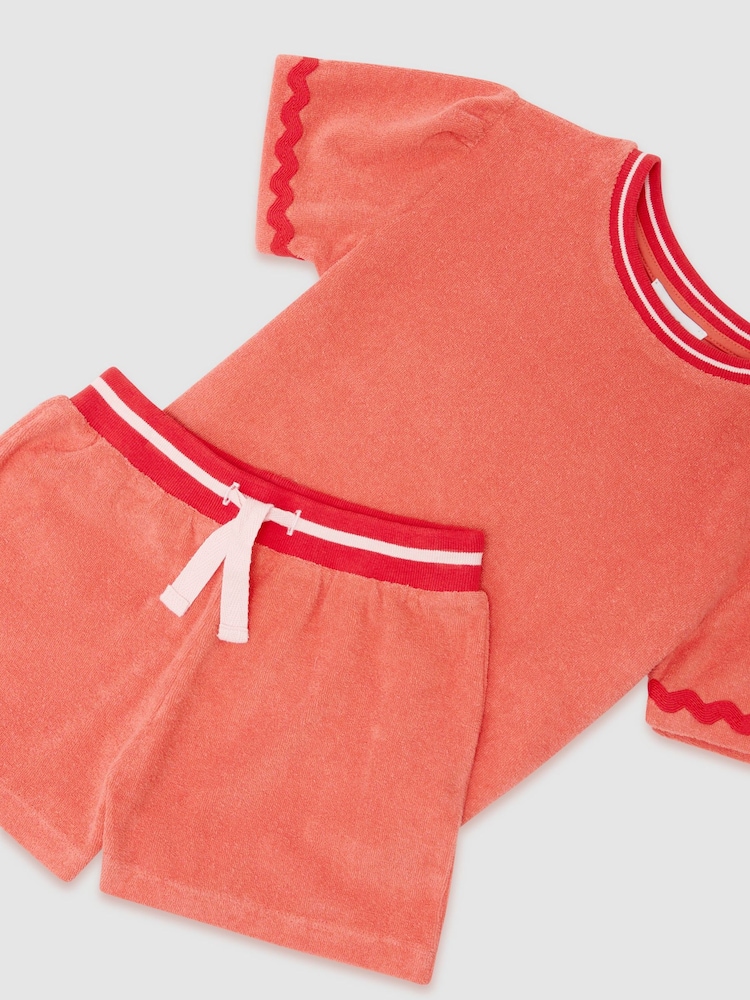 Reiss Orange Misha Towelling Top and Shorts Set - Image 1 of 3