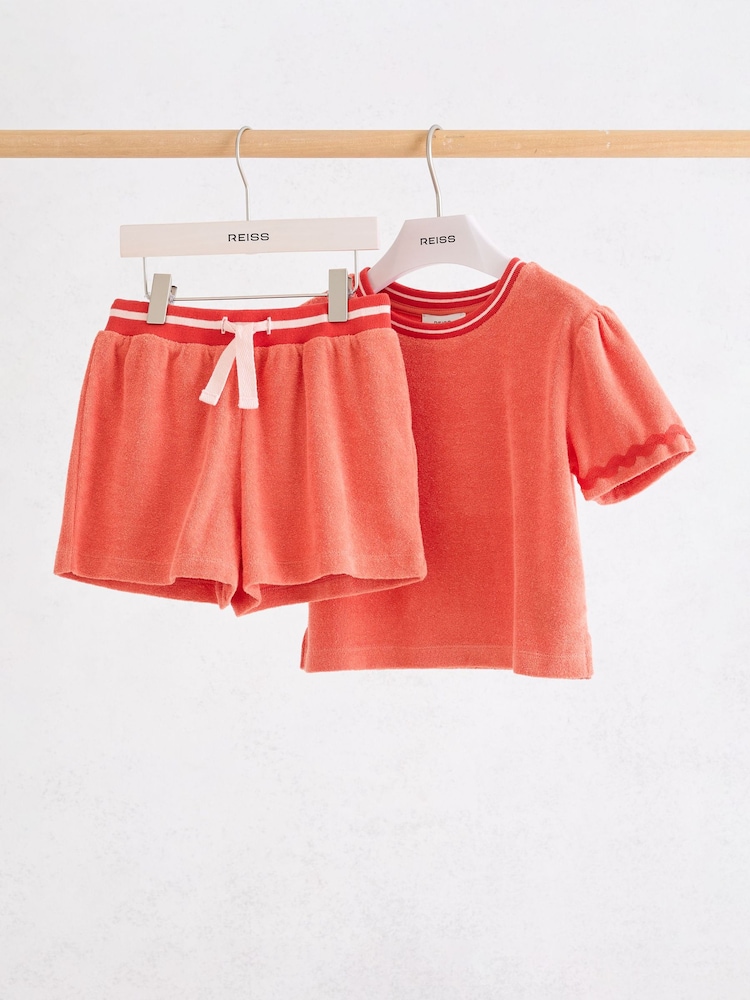Reiss Orange Misha Towelling Top and Shorts Set - Image 2 of 3