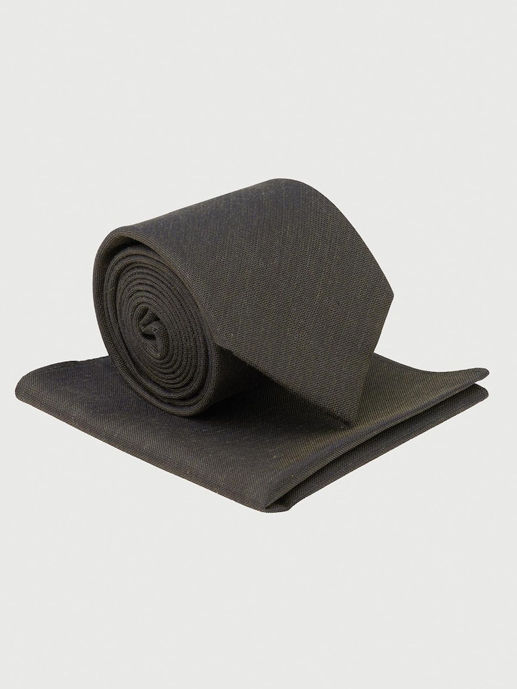 Brook Taverner Green Silk Blend Tie and Pocket Square Set - Image 1 of 4