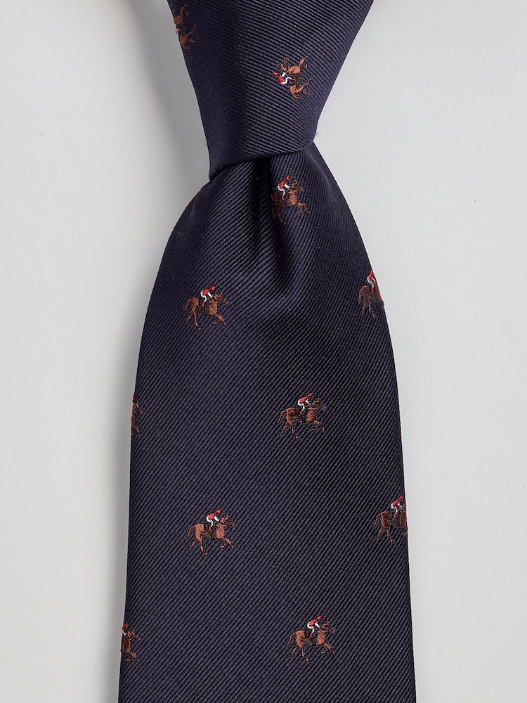 Brook Taverner Blue Horse Motif Pure Silk Tie - Image 2 of 4 Brook Taverner Blue Horse Motif Pure Silk Tie - Image 2 of 4
