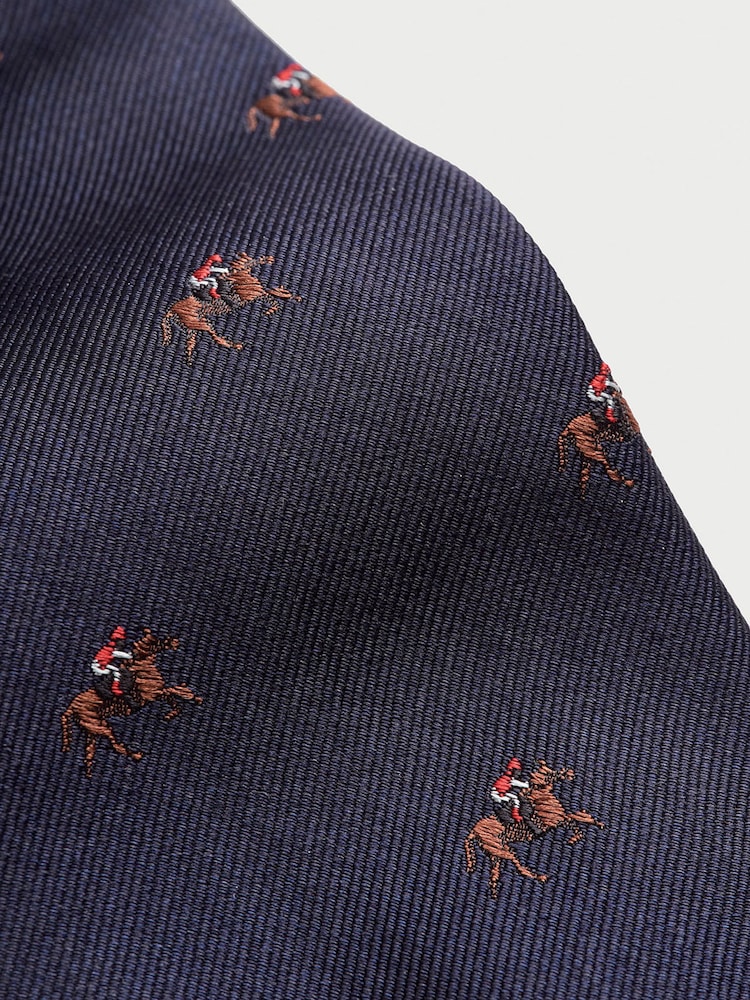 Brook Taverner Blue Horse Motif Pure Silk Tie - Image 4 of 4 Brook Taverner Blue Horse Motif Pure Silk Tie - Image 4 of 4