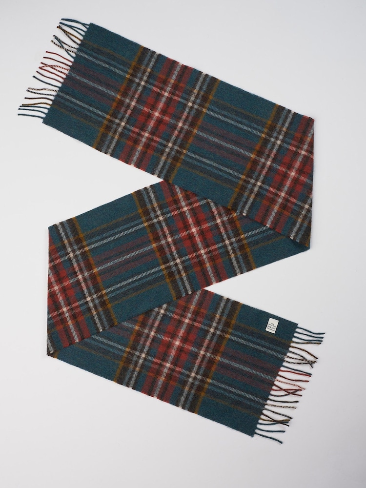 Brook Taverner Dark Green Check Scarf - Image 2 of 4 Brook Taverner Dark Green Check Scarf - Image 2 of 4