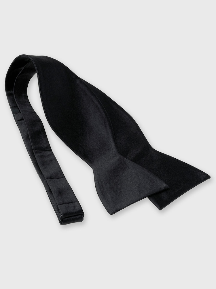 Brook Taverner Black Pure Silk Self-Tie Bow Tie - Image 1 of 2
