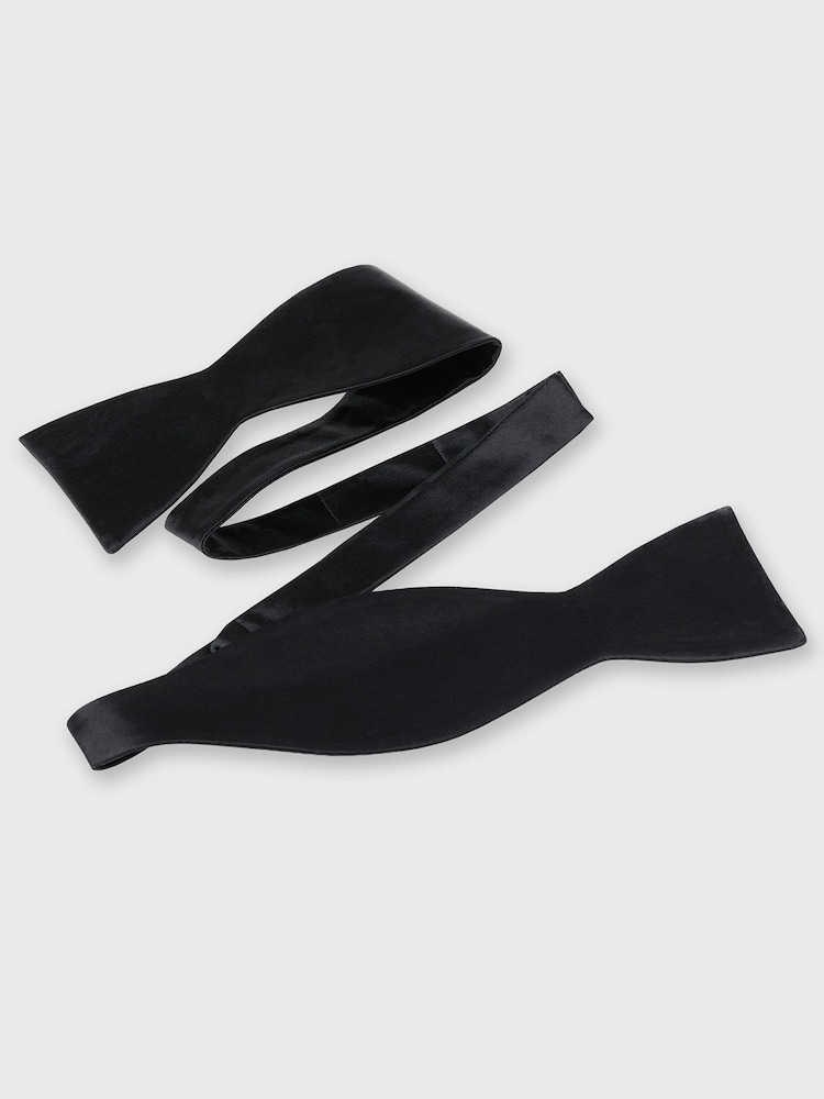 Brook Taverner Black Pure Silk Self-Tie Bow Tie - Image 2 of 2