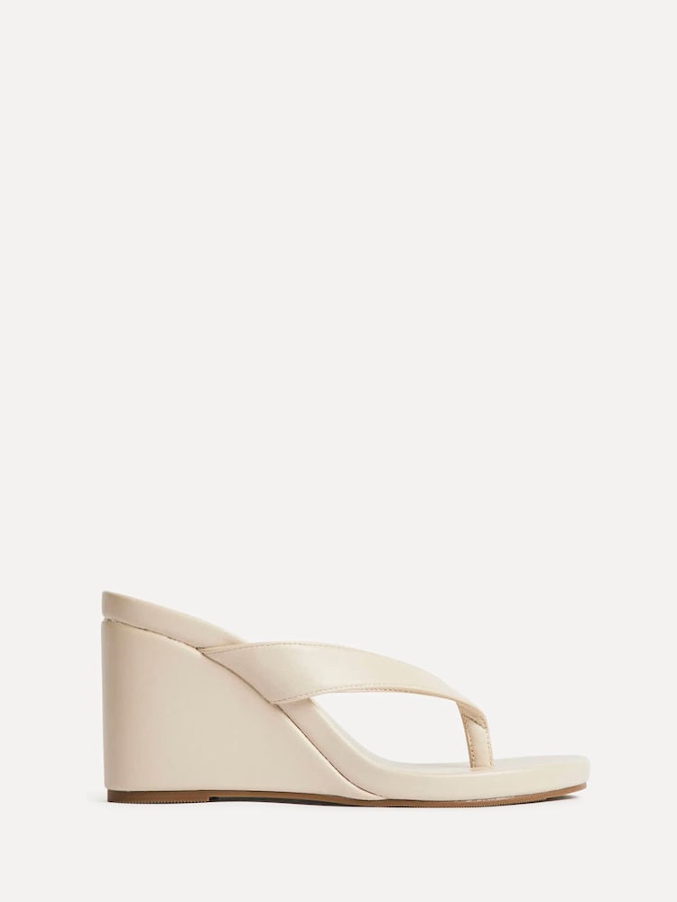 Linzi Light Brown Joia Toe Post Platform Wedge Sandals - Image 2 of 6