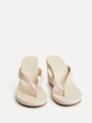 Linzi Light Brown Joia Toe Post Platform Wedge Sandals - Image 3 of 6