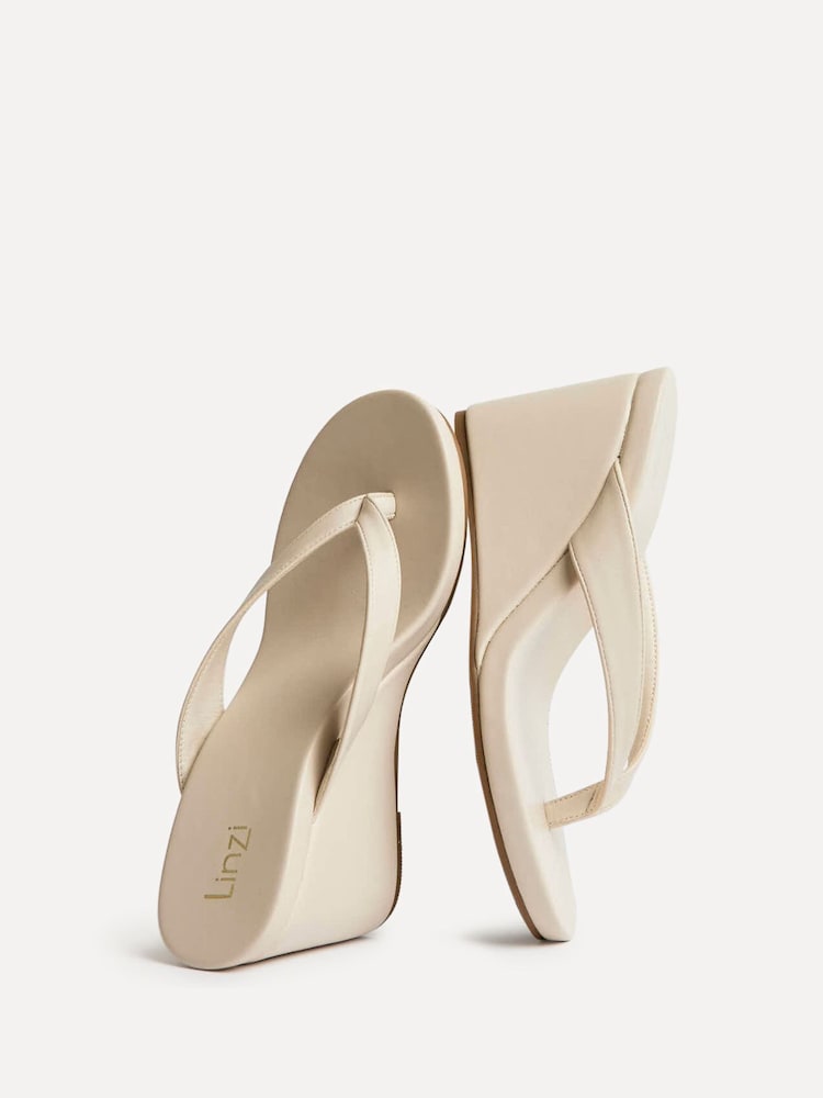 Linzi Light Brown Joia Toe Post Platform Wedge Sandals - Image 5 of 5