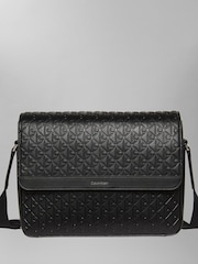Calvin Klein Black Embossed Emblem Logo Flap Messenger Bag - Image 1 of 1