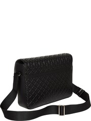 Calvin Klein Black Embossed Emblem Logo Flap Messenger Bag - Image 2 of 4