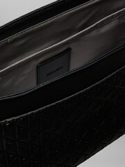 Calvin Klein Black Embossed Emblem Logo Flap Messenger Bag - Image 3 of 4