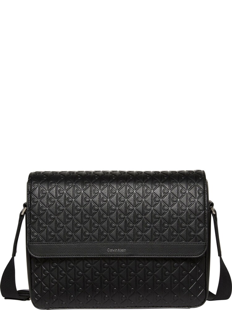 Calvin Klein Black Embossed Emblem Logo Flap Messenger Bag - Image 4 of 4 Calvin Klein Black Embossed Emblem Logo Flap Messenger Bag - Image 4 of 4