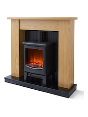 Warmlite Oak Cambridge Fireplace Stove Suite - Image 1 of 8