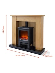 Warmlite Oak Cambridge Fireplace Stove Suite - Image 7 of 8