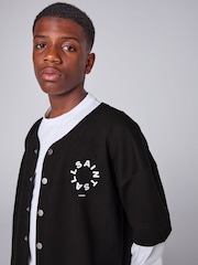 smALLSAINTS Black/White Tierra Baseball Shacket and T-Shirts Set - Image 6 of 12