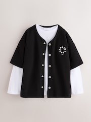 smALLSAINTS Black/White Tierra Baseball Shacket and T-Shirts Set - Image 8 of 12