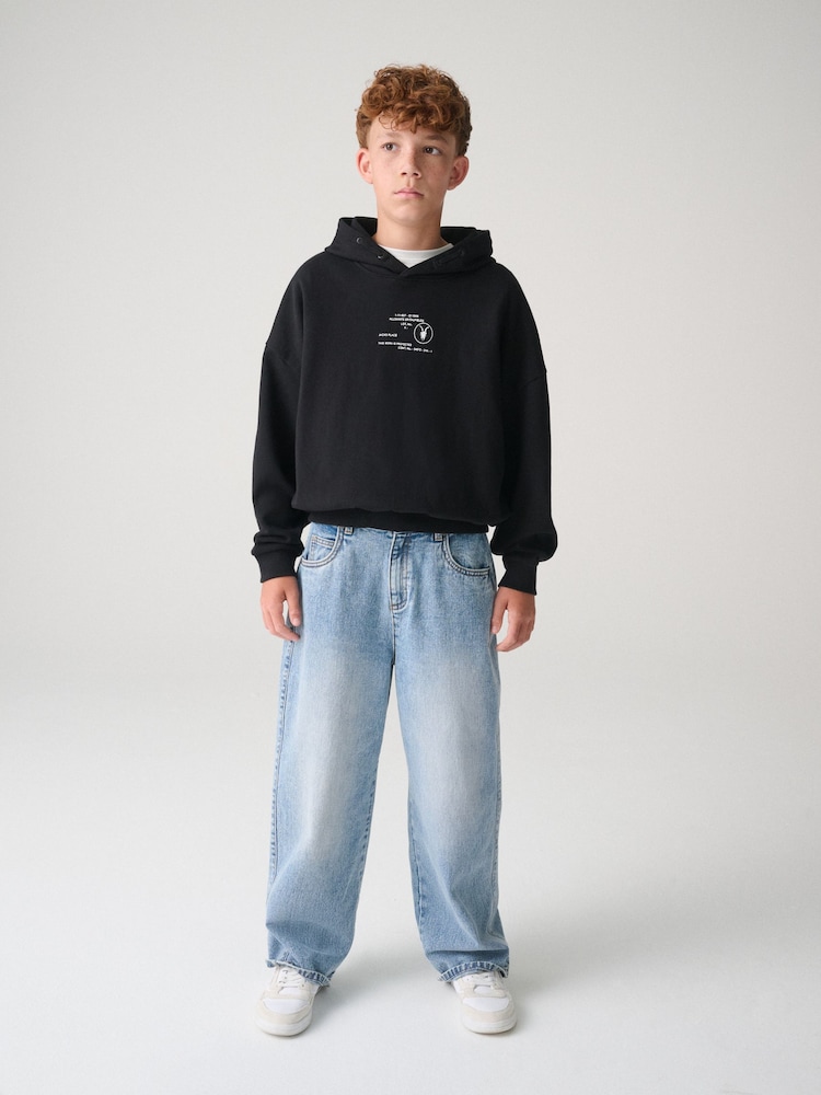 smALLSAINTS Black Stamp Logo Oversize Hoodie - Image 2 of 10 smALLSAINTS Black Stamp Logo Oversize Hoodie - Image 2 of 10