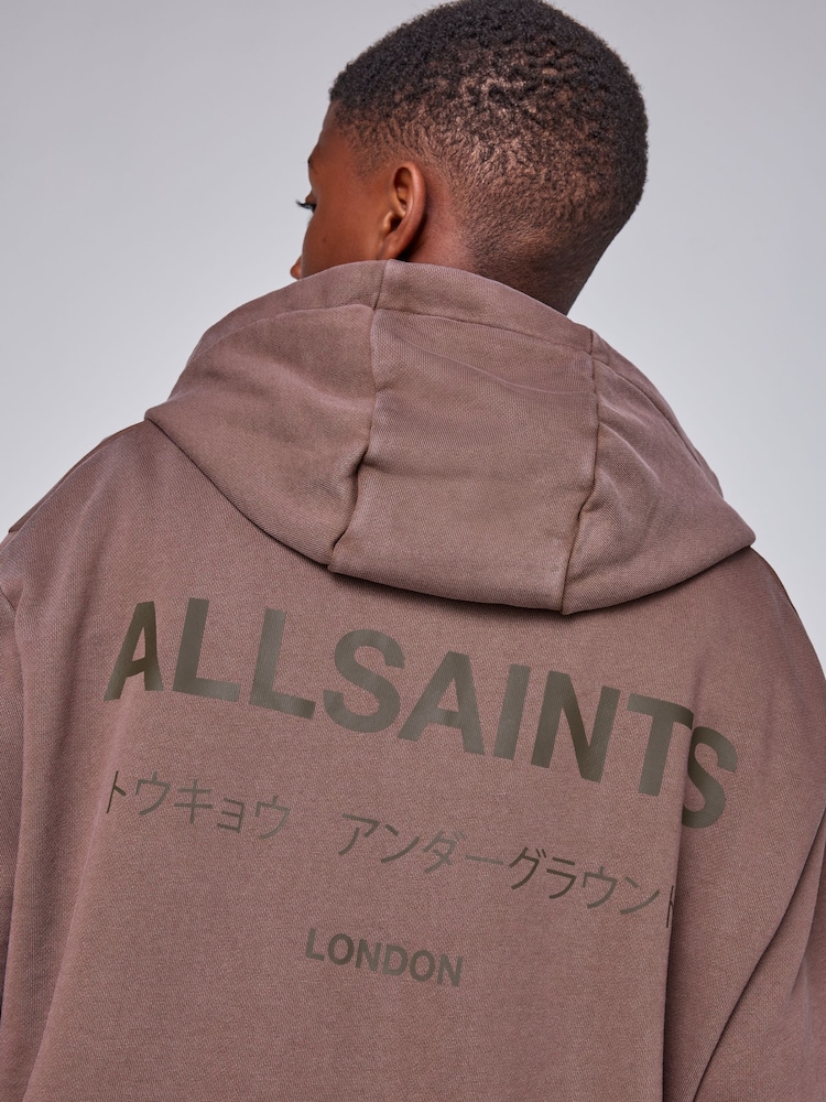 smALLSAINTS Washed Brown Oversized Underground Pullover Hoodie - Image 1 of 9