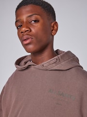 smALLSAINTS Washed Brown Oversized Underground Pullover Hoodie - Image 4 of 9
