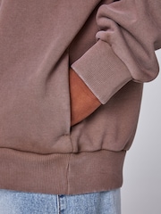 smALLSAINTS Washed Brown Oversized Underground Pullover Hoodie - Image 5 of 9