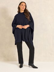 Evans Blue Premium Seam Detail Poncho - Image 2 of 5