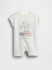 Gap White Winnie The Pooh VintageSoft Short One-Piece (0-24mths) - Image 1 of 3