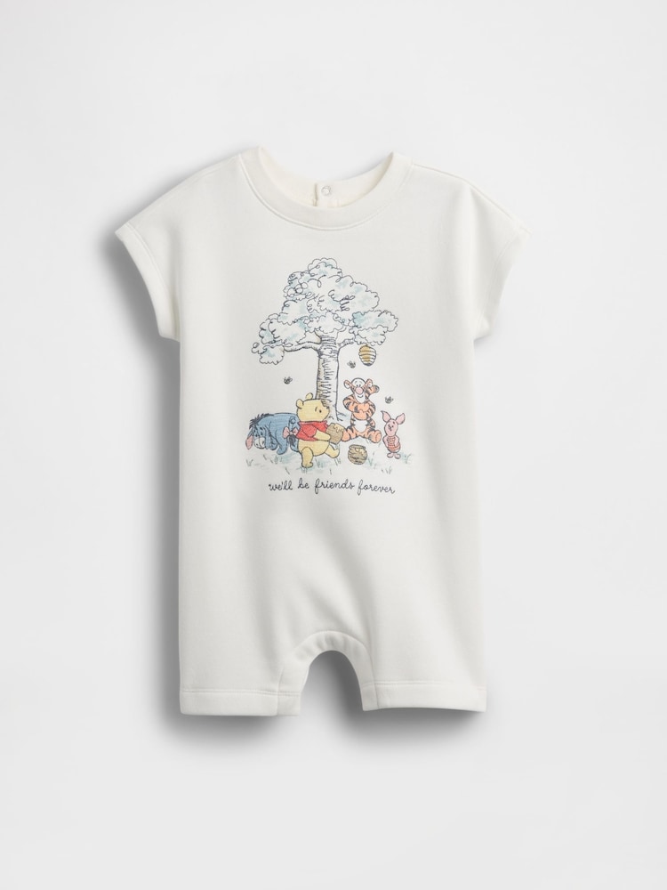 Gap White Winnie The Pooh VintageSoft Short One-Piece (0-24mths) - Image 1 of 3