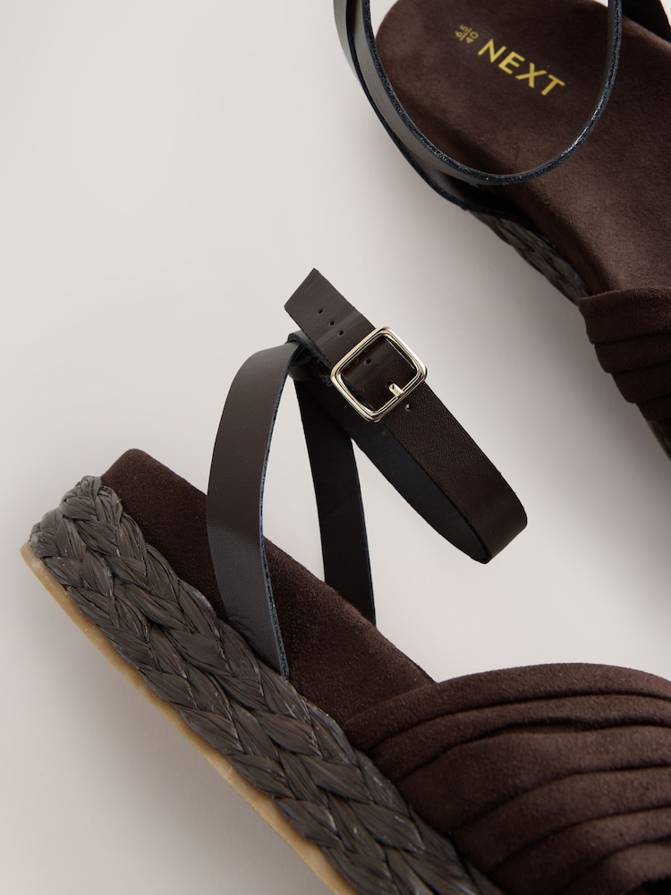 Chocolate Brown Raffia Knot Detailing Toe Thong Sandals - Image 8 of 8 Chocolate Brown Raffia Knot Detailing Toe Thong Sandals - Image 8 of 8