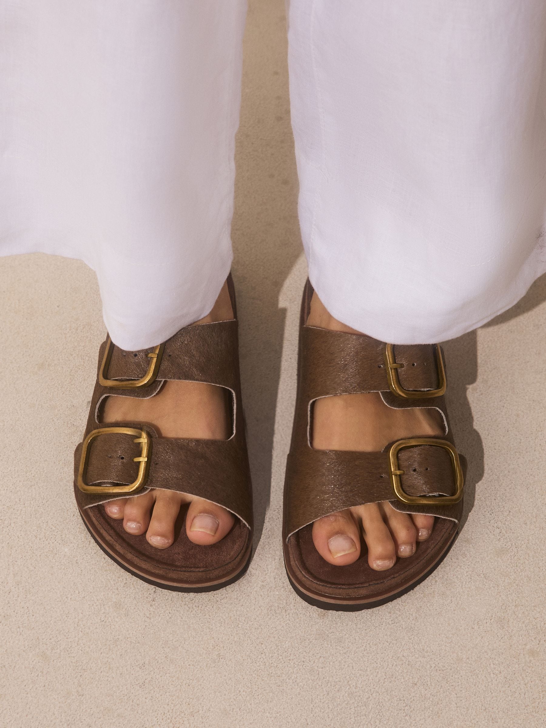 Buy Chocolate Brown Forever Comfort® Double Strap Footbed Sandals