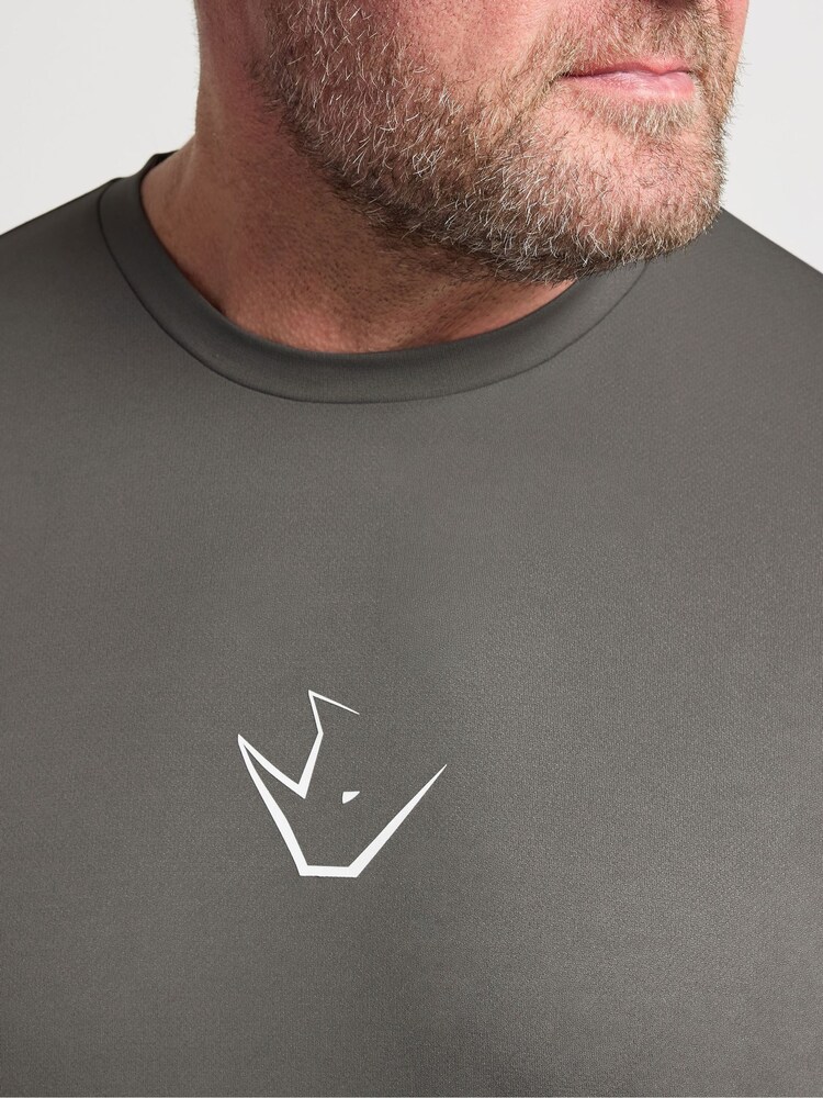 BadRhino Big & Tall Grey Ironrhino Short Sleeve Logo T-Shirt - Image 4 of 4