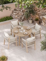 Royalcraft Natural Roma Garden Terrazzo Round Table With 4 Rope Dining Chairs - Image 1 of 6
