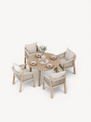 Royalcraft Natural Roma Garden Terrazzo Round Table With 4 Rope Dining Chairs - Image 4 of 6