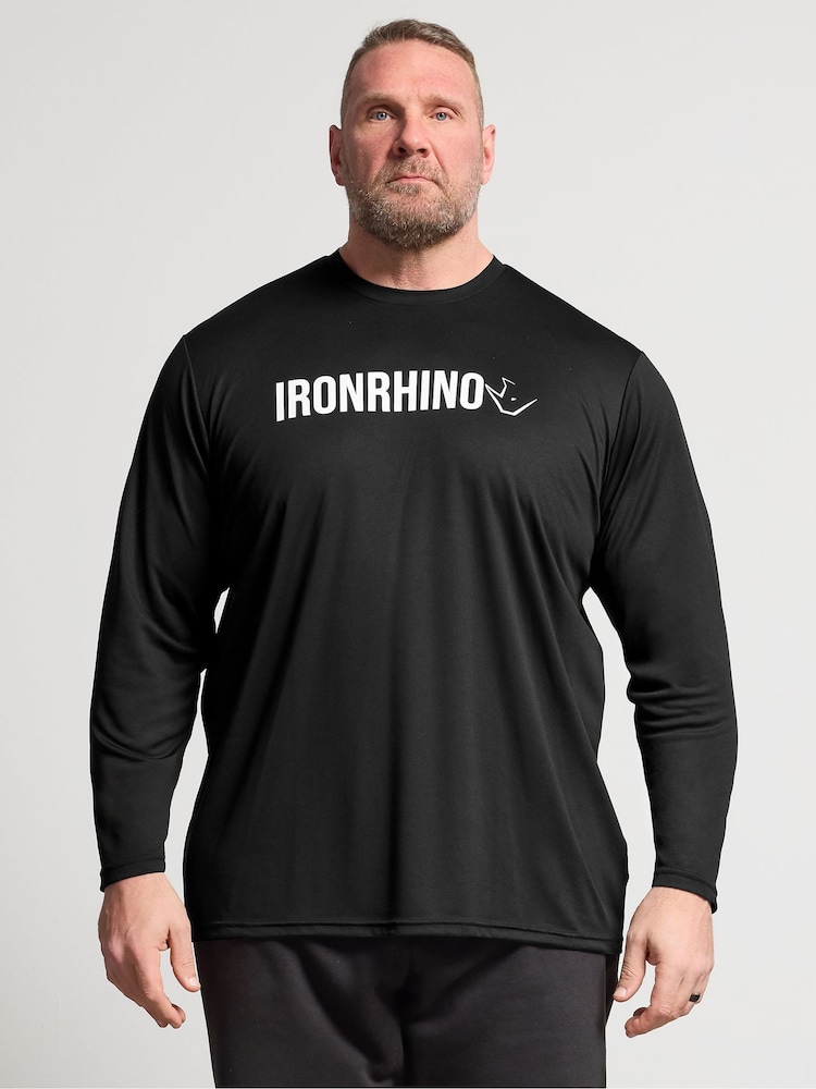BadRhino Big & Tall Black Ironrhino Long Sleeve Text Logo T-Shirt - Image 1 of 6