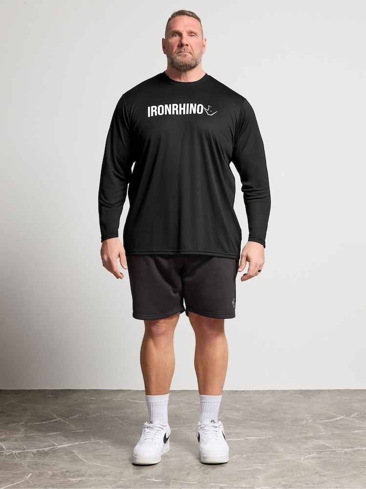 BadRhino Big & Tall Black Ironrhino Long Sleeve Text Logo T-Shirt - Image 2 of 6