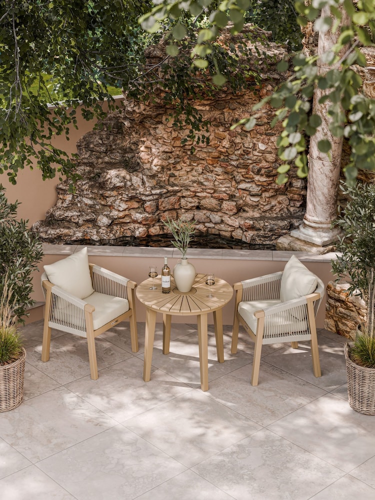 Royalcraft Natural Roma Garden Bistro Table With 2 Deluxe Chairs - Image 1 of 6