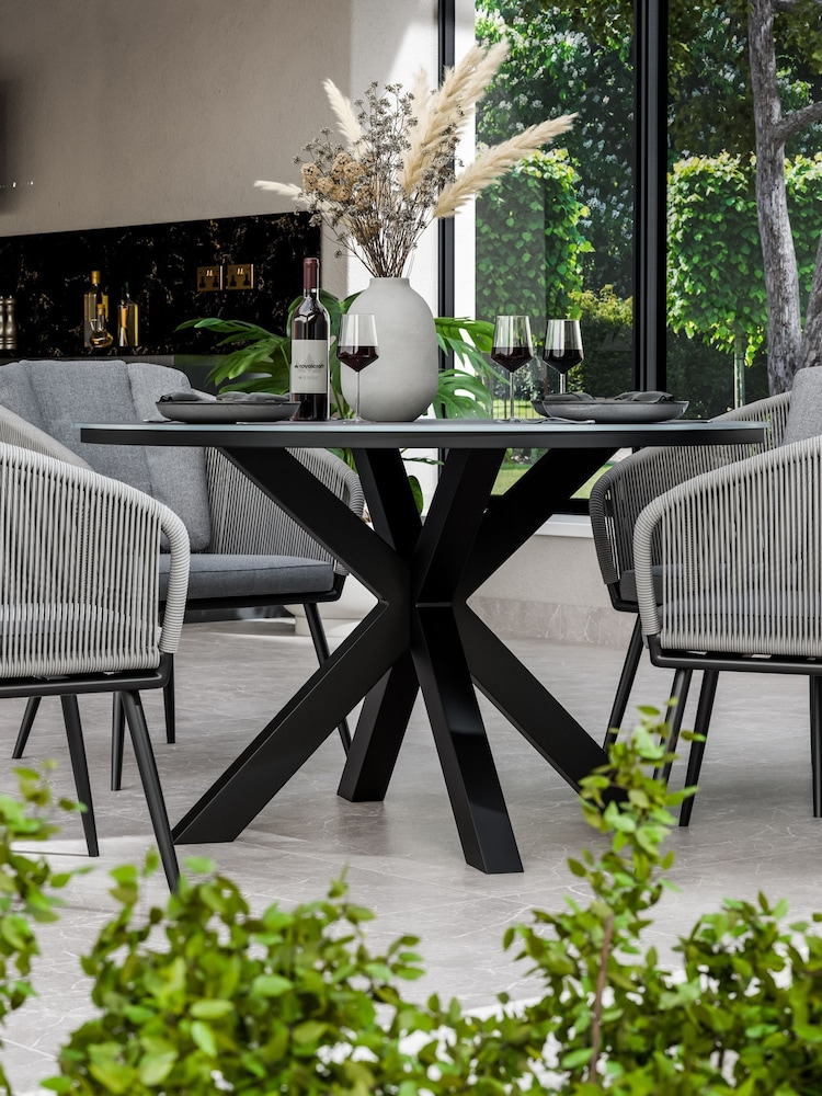 Royalcraft Grey Aspen Round Garden Grey Set With 4 Rope Chairs - Image 2 of 6