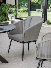 Royalcraft Grey Aspen Round Garden Grey Set With 4 Rope Chairs - Image 3 of 6