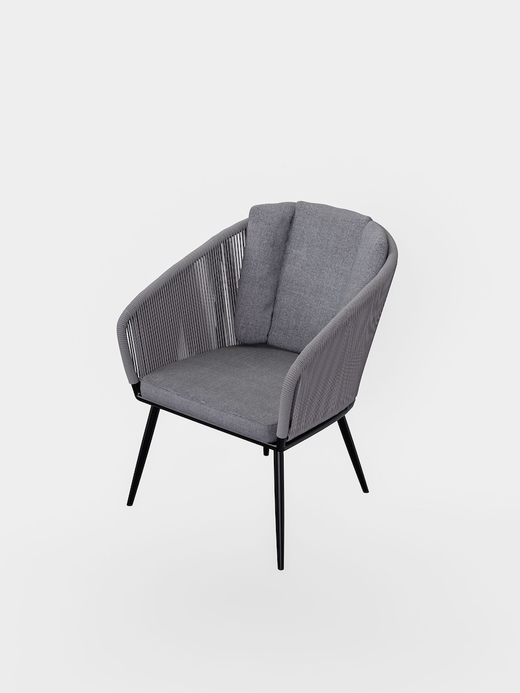 Royalcraft Grey Aspen Round Garden Grey Set With 4 Rope Chairs - Image 6 of 6