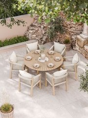 Royalcraft Natural Roma Garden Terrazzo Round Table With 6 Rope Dining Chairs - Image 1 of 6