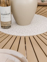 Royalcraft Natural Roma Garden Terrazzo Round Table With 6 Rope Dining Chairs - Image 3 of 6
