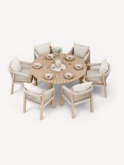 Royalcraft Natural Roma Garden Terrazzo Round Table With 6 Rope Dining Chairs - Image 4 of 6