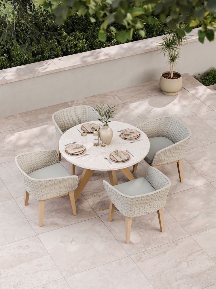 Royalcraft Cream Astral Garden Dining Set With 4 Eden Dining Chairs - Image 1 of 6 Royalcraft Cream Astral Garden Dining Set With 4 Eden Dining Chairs - Image 1 of 6